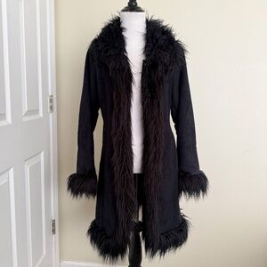 VINTAGE Y2K Esprit Penny Lane Faux Fur Trimmed Coat